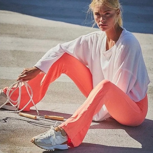 free people movement womens Good Karma Flare Leggings coral size xs/s - Picture 1 of 10